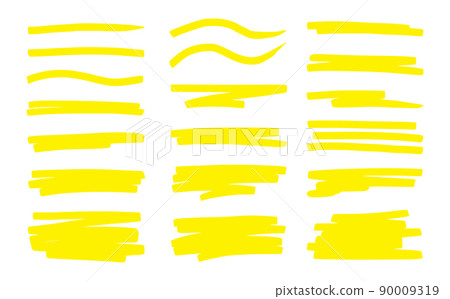 Highlight underline brush. Yellow marker pen stroke 90009319