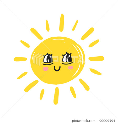 Funny cute sun. Happy smile sun character. Vector hand drawn doodle sunny icon Funny cute sun. Happy smile sun character. Vector hand drawn doodle sunny icon 90009594
