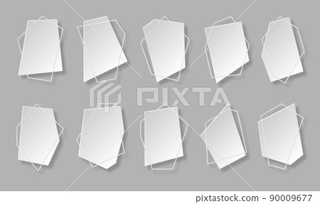 Polygonal frame papercut geometric shape flat set. Rectangular sign blank sticker banner flyer poster wedding invitation greeting card. Modern 3d abstract background line light info field isolated Polygonal frame papercut geometric shape flat set. Rectangular sign blank sticker banner flyer poster wedding invitation greeting card. Modern 3d abstract background line light info field isolated 90009677