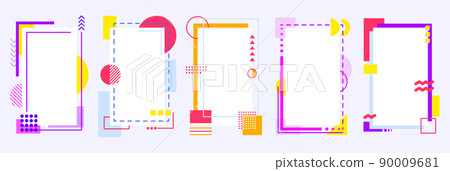 Memphis geometric frame retro card color flat set. Story frame social media poster ads product flyer to fill bold hipster retro fashion banner abstract outline colorful square rectangular shape vector Memphis geometric frame retro card color flat set. Story frame social media poster ads product flyer to fill bold hipster retro fashion banner abstract outline colorful square rectangular shape vector 90009681