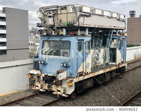 JR maintenance and inspection vehicle, BMW-2514, railway station equipment, low angle, JR West, station scenery, railway fans, mainly JR maintenance and inspection vehicle, BMW-2514, railway station equipment, low angle, JR West, station scenery, railway fans, mainly 90009683