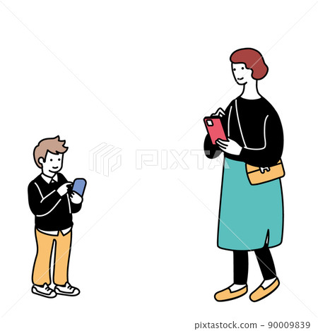 Illustration of parent and child using a smartphone Illustration of parent and child using a smartphone 90009839