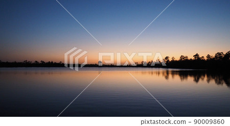 Twilight over Pine Glades Lake in Everglades National Park, Florida. 90009860