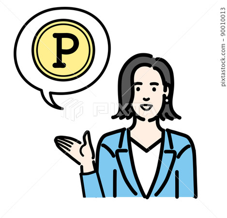 Young woman in a suit explaining the points - Stock Illustration ...