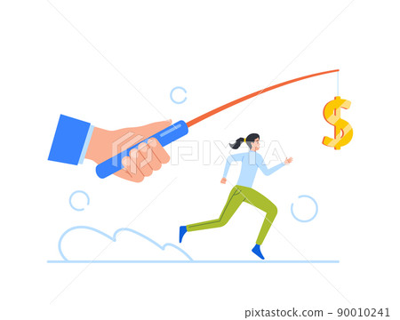 Greedy Woman Chasing for Big Money Hang on Fish Tackle Concept. Compete to Increase Profits. Character Run for Wealth Greedy Woman Chasing for Big Money Hang on Fish Tackle Concept. Compete to Increase Profits. Character Run for Wealth 90010241