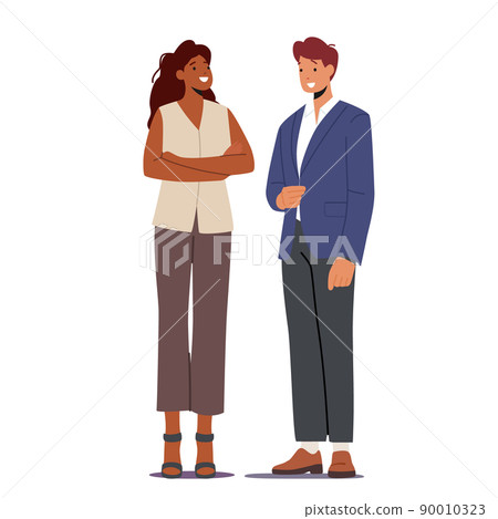 Couple of Business Male and Female Characters in Formal Suit, Businesspeople Team Isolated on White Background Couple of Business Male and Female Characters in Formal Suit, Businesspeople Team Isolated on White Background 90010323