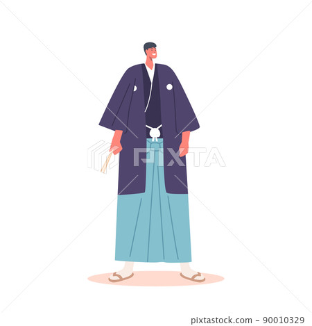 Japan Man in National Clothes with Fan in Hand.... - Stock Illustration  [90010329] - PIXTA