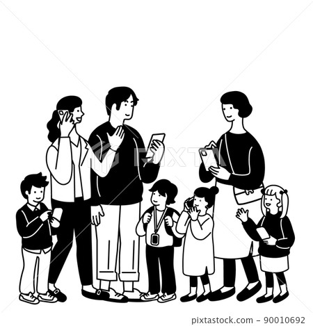 Simple illustrations of people using smartphones 90010692