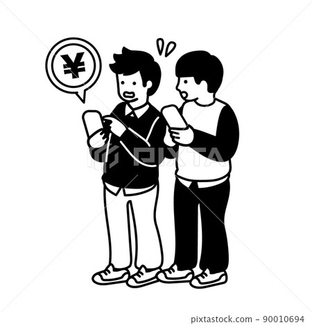 Illustration of an elementary school student who has a smartphone trouble Illustration of an elementary school student who has a smartphone trouble 90010694