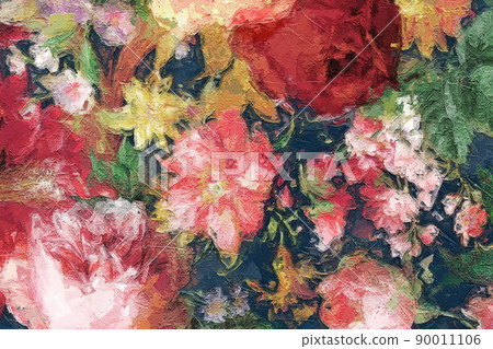 Beautiful oil painting flower illustration 90011106