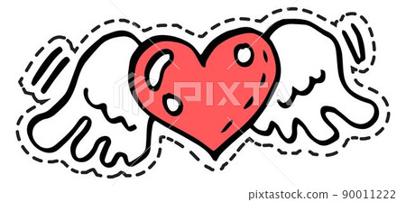 Heart with wings, tattoo or stickers romantic 90011222