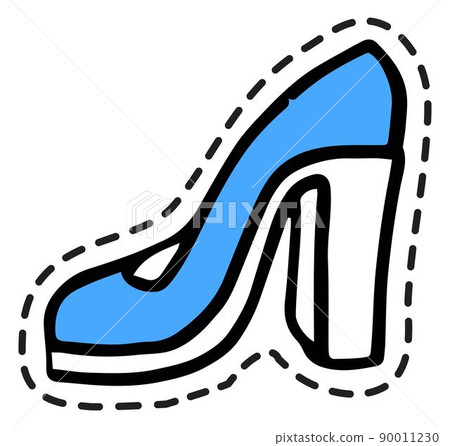 Woman shoes on heel, colorful sticker or icon 90011230