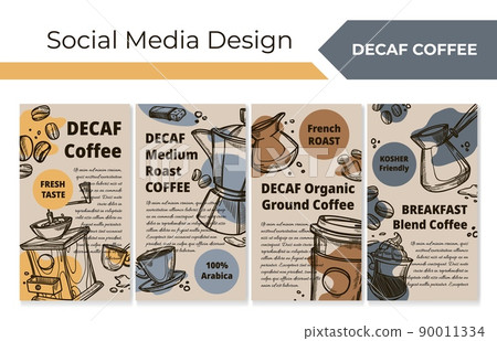 Decaf coffee promotion at social media banner set 90011334