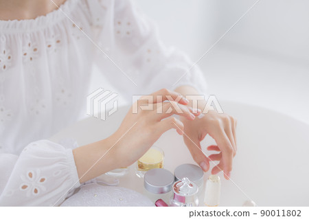 Beauty image at hand to apply cream 90011802