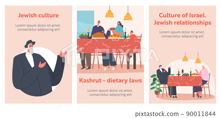 Happy Israel Family Relationship Banners, Jewish Parents, Grandparents and Child Sitting at Table with Traditional Meals Happy Israel Family Relationship Banners, Jewish Parents, Grandparents and Child Sitting at Table with Traditional Meals 90011844