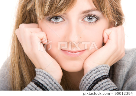 portait beautiful young woman. isolated jn white 90012394