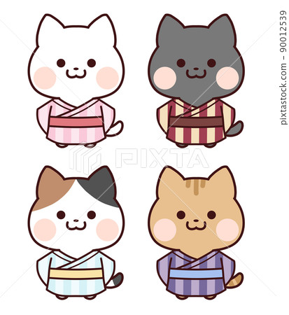 Cat in a striped yukata 90012539