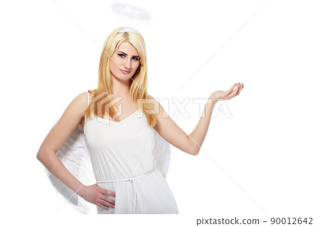 portrait of lovely blond with angel wings portrait of lovely blond with angel wings 90012642
