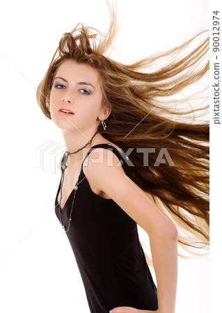 portait beautiful young woman. isolated jn white 90012974