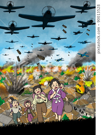 Image of islanders fleeing from air raids Image of islanders fleeing from air raids 90013528