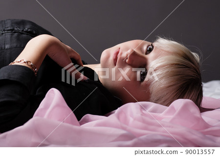 beautiful blonde with long hair half naked seduces beautiful blonde with long hair half naked seduces 90013557