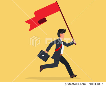 Businessman holding flag and running to success. Businessman holding flag and running to success. 90014814