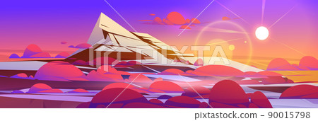 High mountain top landscape at sunset 90015798