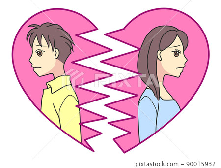 A young couple looking back in a broken heart 90015932