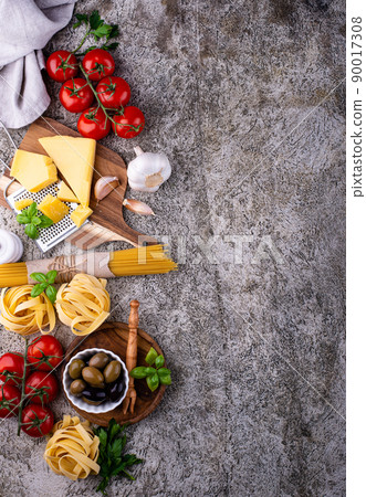 Italian food cooking background with pasta 90017308