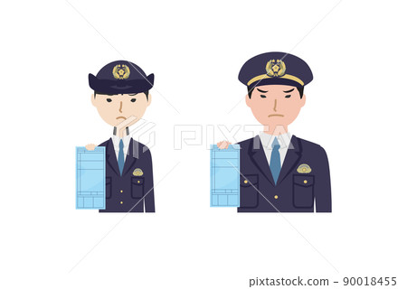 拿著藍色票的製服的警察(上身) 90018455