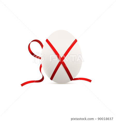 Chicken egg wrapped as gift for Easter, realistic vector illustration isolated. 90018637