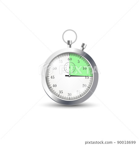 Stopwatch template with green timestamp, realistic vector illustration isolated. 90018699