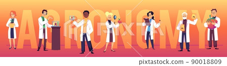 Agronomy header with characters of agronomists, flat vector illustration. 90018809