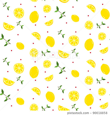 Random seamless pattern of lemons and branches 90018858
