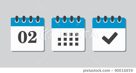 Vector icon page calendar number 2, genda, done 90018859