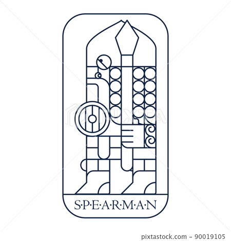 Viking spearman with a shield and a helmet Viking spearman with a shield and a helmet 90019105
