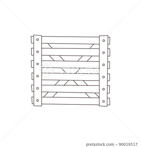 Outline icon of wood pallet from top view, vector illustration isolated on white background. 90019517