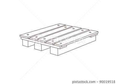 Outline icon of wood pallet, front and angle view, vector illustration isolated on white background. Outline icon of wood pallet, front and angle view, vector illustration isolated on white background. 90019518