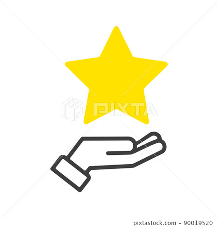 Illustration of the hand of a person holding a yellow star-Image material of evaluation / important / special things 90019520