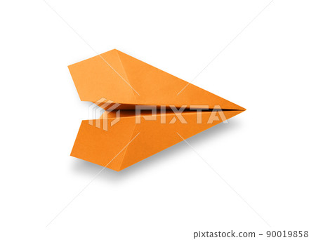 Orange paper plane origami isolated on a white background 90019858