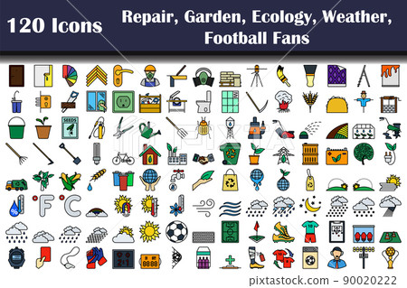 Set of 120 Repair, Garden, Ecology, Weather, Football fans  icons 90020222