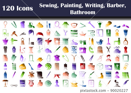 Set of 120 Sewing, Painting, Writing, Barber, Bathroom icons Set of 120 Sewing, Painting, Writing, Barber, Bathroom icons 90020227