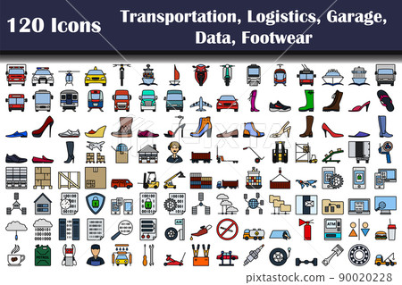 Set of 120 Transportation, Logistics, Garage, Data, Footwear icons Set of 120 Transportation, Logistics, Garage, Data, Footwear icons 90020228