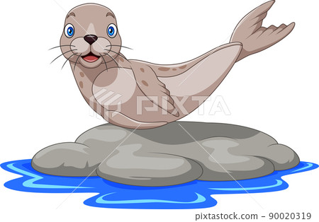 Cartoon sea lion on the rock Cartoon sea lion on the rock 90020319