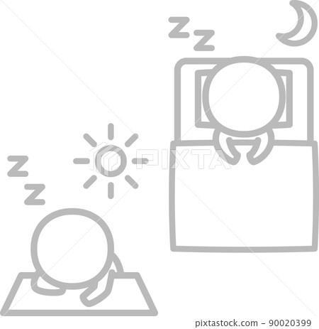 A person who sleeps on a futon at night and a person who takes a nap at a desk at noon 90020399