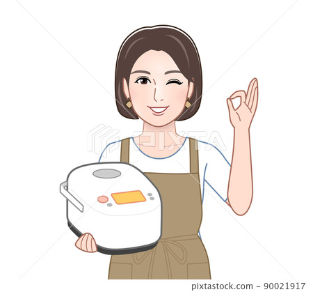 在廚房工作的年輕女人 90021917