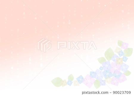 Rain and hydrangea rainy season light green pastel orange background 90023709