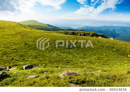 view in to the valley. summer landscape of carpatian mountains. sunny day with clouds on the sky. travel and tourism concept view in to the valley. summer landscape of carpatian mountains. sunny day with clouds on the sky. travel and tourism concept 90024656