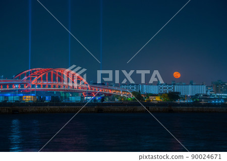 Kobe Bridge and Orange Moon Kobe Bridge and Orange Moon 90024671