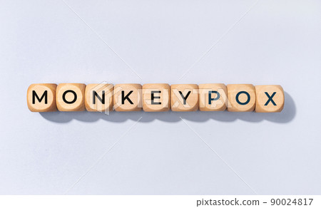 Monkeypox word on wooden block isolated on gray background Monkeypox word on wooden block isolated on gray background 90024817
